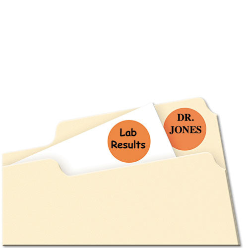 Printable Self-adhesive Removable Color-coding Labels, 0.75" Dia., Neon Orange, 24-sheet, 42 Sheets-pack, (5471)