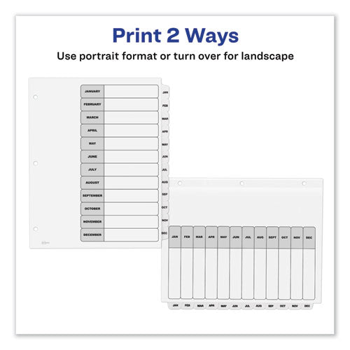 Customizable Toc Ready Index Black And White Dividers, 12-tab, Letter