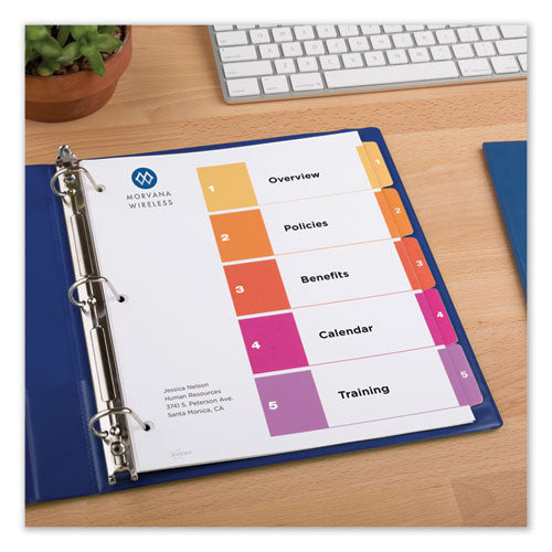 Customizable Toc Ready Index Multicolor Dividers, 5-tab, Letter, 6 Sets