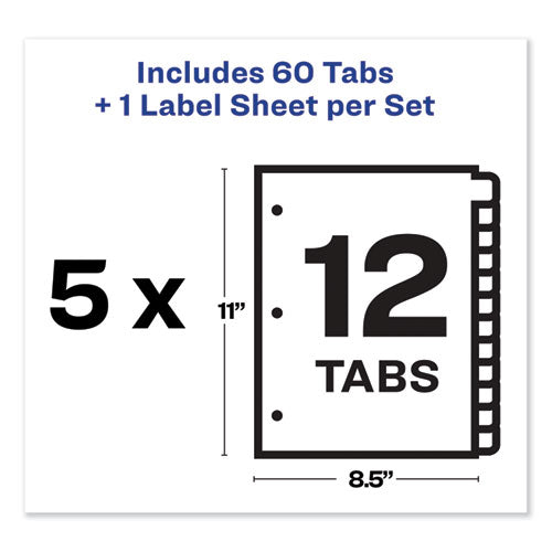 Print And Apply Index Maker Clear Label Dividers, 12 Color Tabs, Letter, 5 Sets