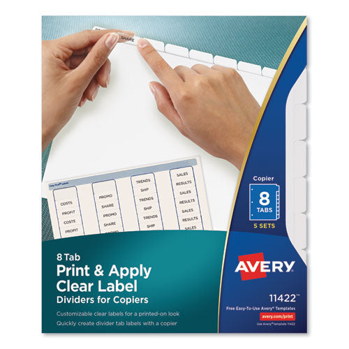 Print And Apply Index Maker Clear Label Dividers, Copiers, 8-tab, Letter, 5 Sets