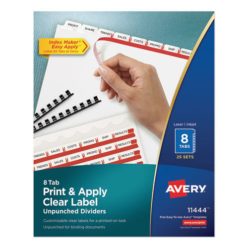 Print And Apply Index Maker Clear Label Unpunched Dividers, 8-tab, Ltr, 25 Sets