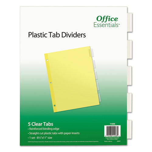 Plastic Insertable Dividers, 5-tab, Letter
