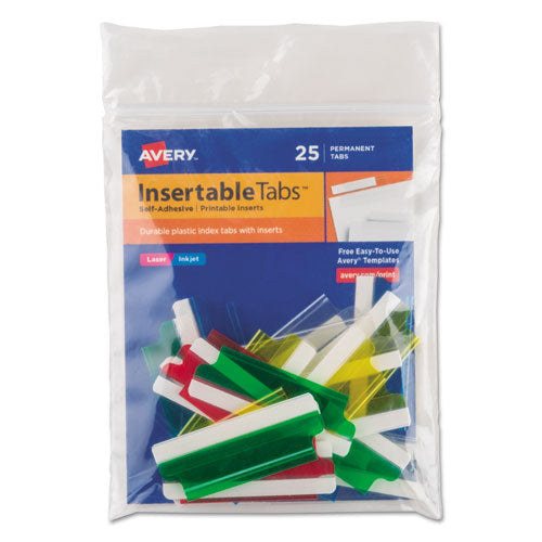 Insertable Index Tabs With Printable Inserts, 1-5-cut, Assorted Colors, 1" Wide, 25-pack