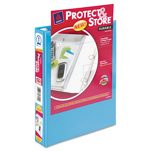 Mini Size Protect And Store View Binder With Round Rings, 3 Rings, 1" Capacity, 8.5 X 5.5, Blue