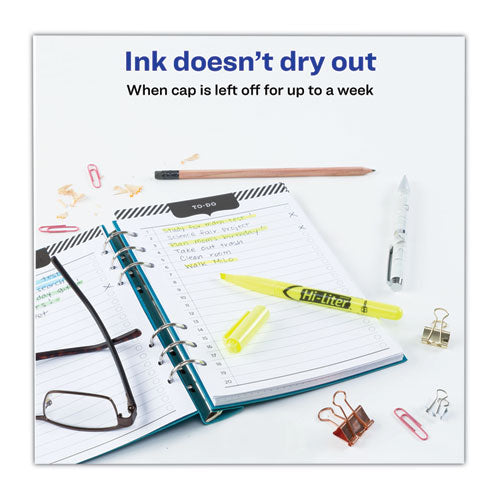 Hi-liter Pen-style Highlighters, Fluorescent Yellow Ink, Chisel Tip, Yellow-black Barrel, Dozen