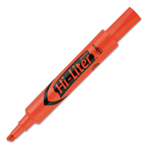 Hi-liter Desk-style Highlighters, Fluorescent Orange Ink, Chisel Tip, Orange-black Barrel, Dozen