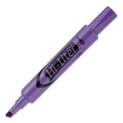 Hi-liter Desk-style Highlighters, Fluorescent Purple Ink, Chisel Tip, Purple-black Barrel, Dozen