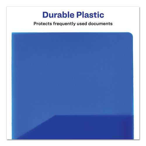Plastic Two-pocket Folder, 20-sheet Capacity, Translucent Blue
