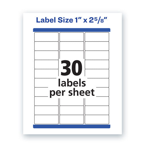 Waterproof Address Labels With Trueblock And Sure Feed, Laser Printers, 1 X 2.63, White, 30-sheet, 50 Sheets-pack
