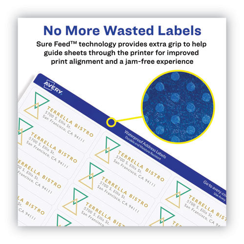 Waterproof Shipping Labels With Trueblock And Sure Feed, Laser Printers, 2 X 4, White, 10-sheet, 50 Sheets-pack