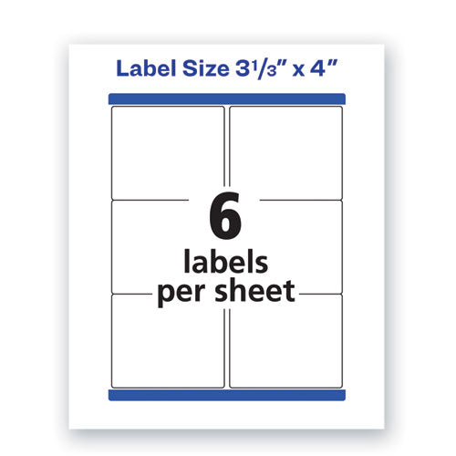 Waterproof Shipping Labels With Trueblock And Sure Feed, Laser Printers, 3.33 X 4, White, 6-sheet, 50 Sheets-pack