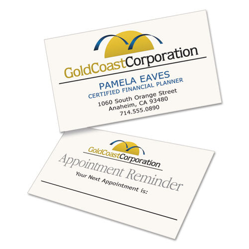Clean Edge Business Cards, Laser, 2 X 3 1-2, Ivory, 200-pack