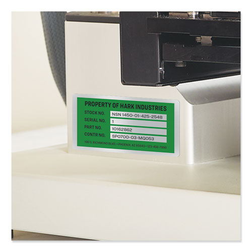Permatrack Metallic Asset Tag Labels, Laser Printers, 2 X 3.75, Silver, 8-sheet, 8 Sheets-pack