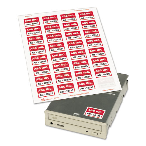 Permanent Id Labels W- Sure Feed Technology, Inkjet-laser Printers, 1.25 X 1.75, White, 32-sheet, 15 Sheets-pack