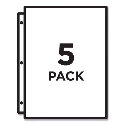 Binder Pockets, 3-hole Punched, 9 1-4 X 11, Clear, 5-pack