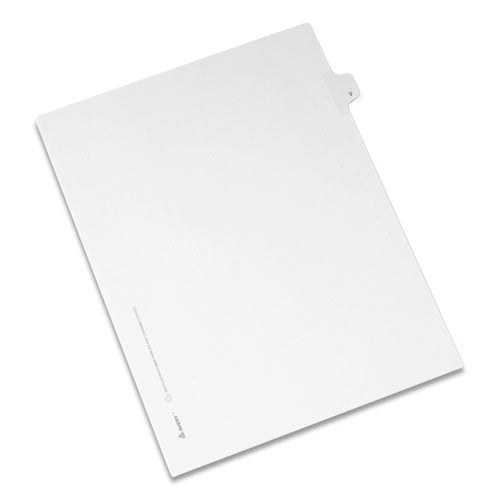 Preprinted Legal Exhibit Side Tab Index Dividers, Allstate Style, 26-tab, V, 11 X 8.5, White, 25-pack