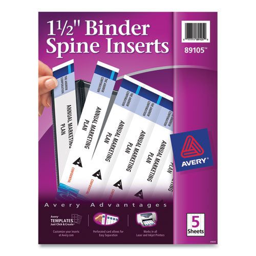 Binder Spine Inserts, 1.5" Spine Width, 5 Inserts-sheet, 5 Sheets-pack
