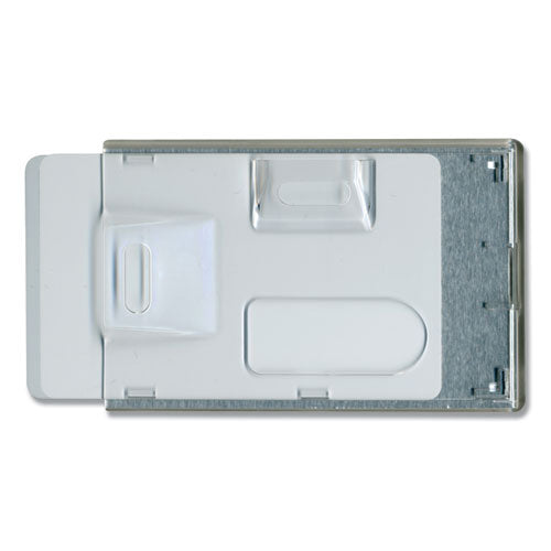 Rigid Two-badge Rfid Blocking Smart Card Holder, Horizontal-vertical, Clear 3.68" X 2.38" Holder, 3.38" X 2.13" Insert, 20-pk