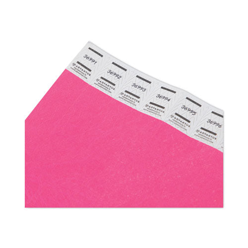 Crowd Management Wristbands, Sequentially Numbered, 9.75" X 0.75", Neon Pink, 500-pack