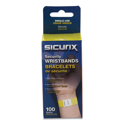 Security Wristbands, 0.75" X 10", Yellow, 100-pack