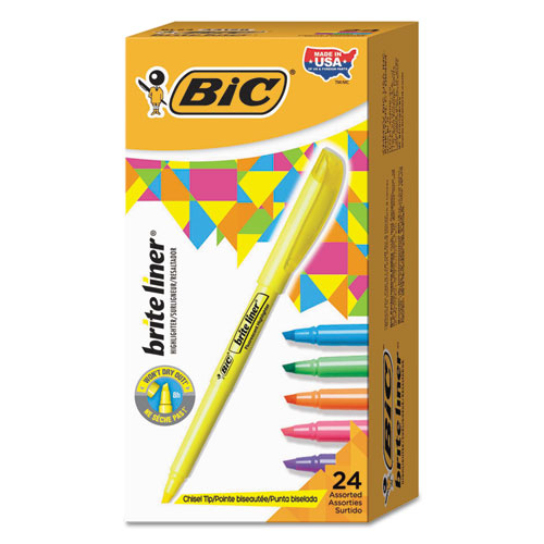 Brite Liner Highlighter Value Pack, Assorted Ink Colors, Chisel Tip, Assorted Barrel Colors, 24-set