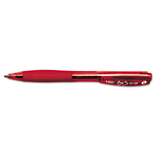 Bu3 Ballpoint Pen, Retractable, Bold 1 Mm, Red Ink, Red Barrel, Dozen