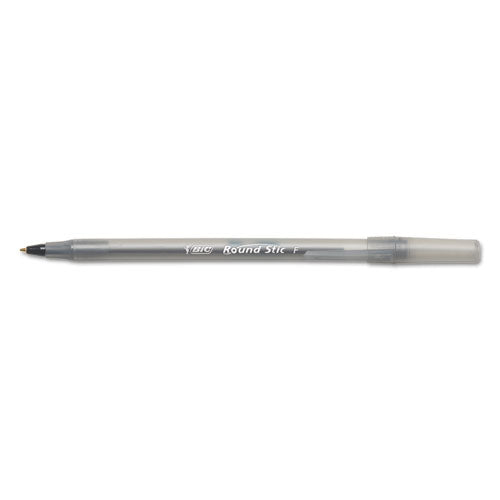 Round Stic Xtra Life Ballpoint Pen Value Pack, Stick, Medium 1 Mm, Black Ink, Smoke Barrel, 60-box