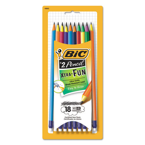 #2 Pencil Xtra Fun, Hb (#2), Black Lead, Assorted Barrel Colors, 18-pack