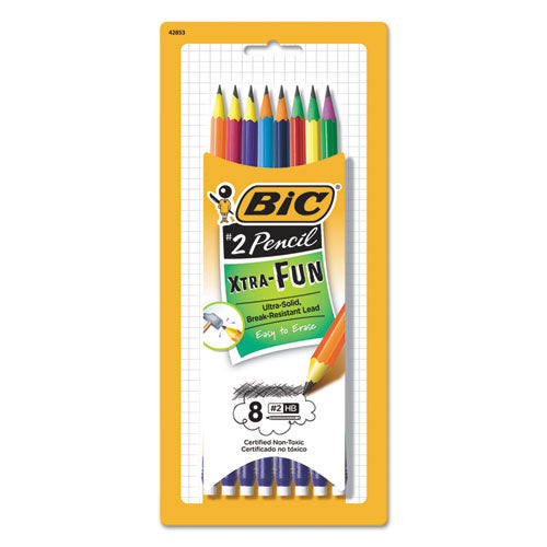 #2 Pencil Xtra Fun, Hb (#2), Black Lead, Assorted Barrel Colors, 8-pack