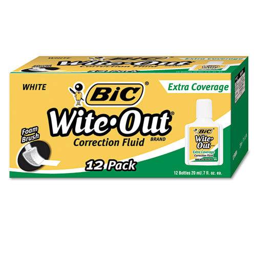Wite-out Extra Coverage Correction Fluid, 20 Ml Bottle, White, 1-dozen