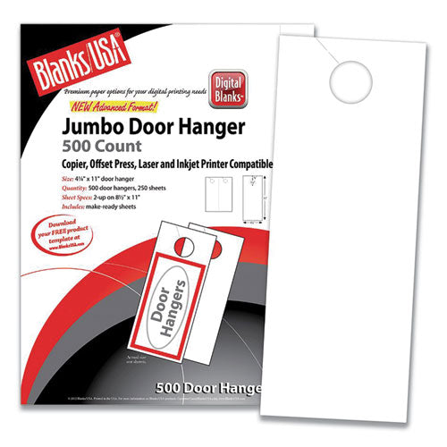 Jumbo Micro-perforated Door Hangers, 90 Lb, 8.5 X 11, White, 2 Hangers-sheet, 250 Sheets-pack