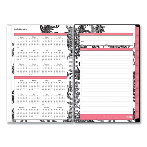Analeis Create-your-own Cover Weekly-monthly Planner, Floral Artwork, 8 X 5, White-black-coral, 12-month (jan To Dec): 2023