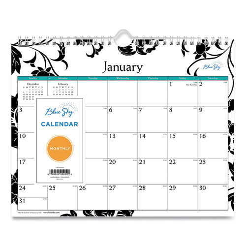 Analeis Wall Calendar, Analeis Floral Artwork, 11 X 8.75, White-black-coral Sheets, 12-month (jan To Dec): 2023