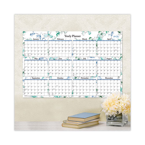 Lindley Laminated Erasable Wall Calendar, Lindley Floral Artwork, 36 X 24, White-blue-green Sheets, 12-month (jan-dec): 2023