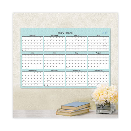 Picadilly Laminated Erasable Wall Calendar, Geometric Artwork, 36 X 24, White-teal Sheets, 12-month (jan-dec): 2023