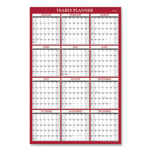 Classic Red Laminated Erasable Wall Calendar, Classic Red Artwork, 48 X 32, White-red-gray Sheets, 12-month (jan-dec): 2023