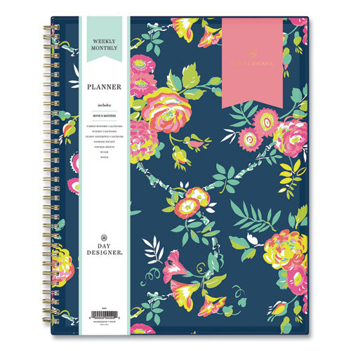 Day Designer Cyo Weekly-monthly Planner, 11 X 8.5, Navy-floral, 2022
