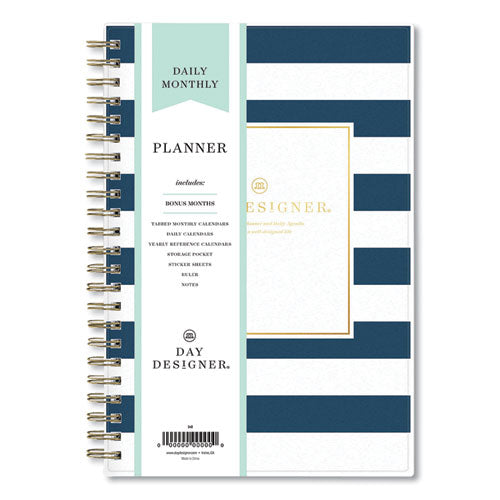 Day Designer Daily-monthly Planner, 8 X 5, Navy-white, 2022