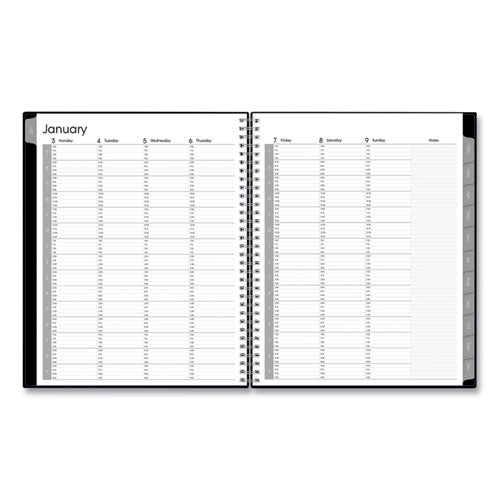 Enterprise Weekly-monthly Appointment Book, 15-min Time Slots (mon-sun), 11 X 8.5, Black Cover, 2022