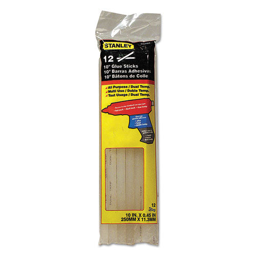 Dual Temperature 10" Glue Sticks, 0.45" X 10", Dries Clear, 12-pack