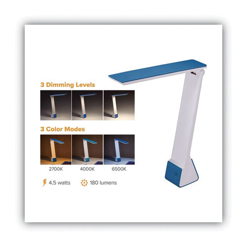 Konnect Rechargeable Folding Led Desk Lamp, 2.52" X 2.13" X 11.02", Gray-blue