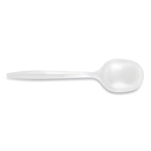 Mediumweight Polypropylene Cutlery, Soup Spoon, White, 1,000-carton