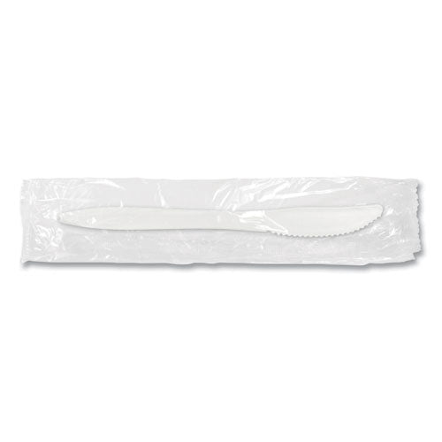 Individually Wrapped Mediumweight Cutlery, Knives, White, 1,000-carton