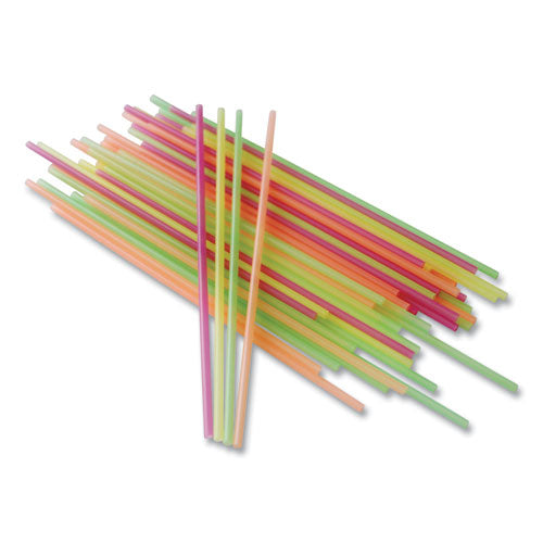 Neon Sip Sticks, 5.5" Polypropylene, Assorted, 1,000-pack