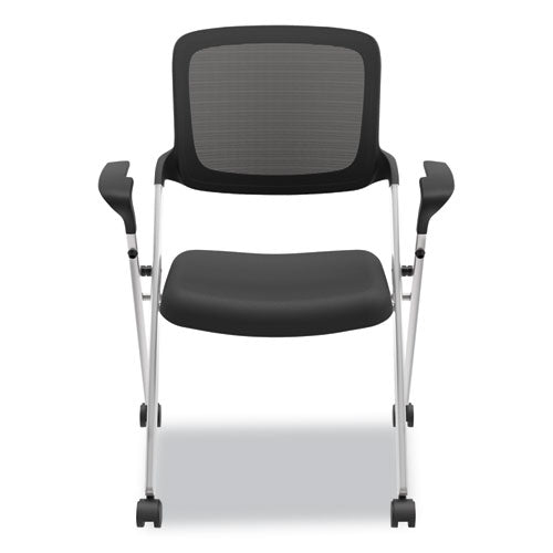 Vl314 Mesh Back Nesting Chair, Supports Up To 250 Lb, Black Seat-back, Silver Base