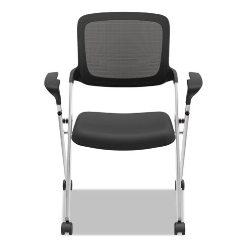 Vl314 Mesh Back Nesting Chair, Supports Up To 250 Lb, Black Seat-back, Silver Base