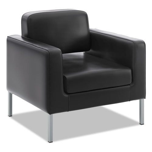 Corral Club Chair, 31.5" X 28" X 30.5", Black Seat-back, Platinum Base