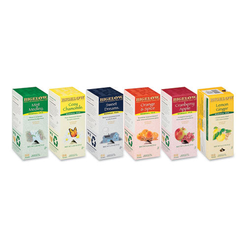 Assorted Tea Packs, Six Flavors, 28-box, 168-carton
