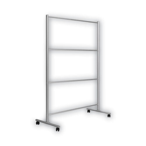 Protector Series Mobile Glass Panel Divider, 49 X 22 X 81, Clear-aluminum